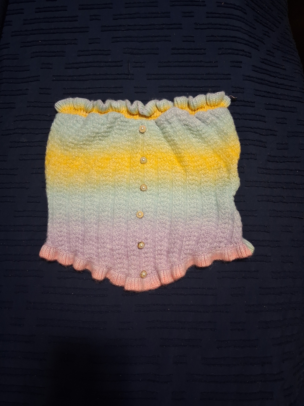 SHEIN Pastel Gradient Ruffle Hem Knit Tube Top in Yellow, Mint, Lavender, Peach